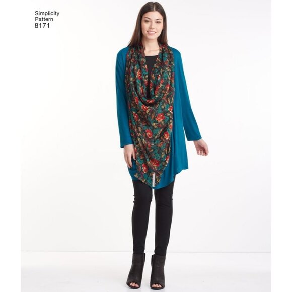 Misses Knit Cardigan Vest Pattern Draped Front Collar Simplicity 8171 XXS-XXL - Picture 6 of 9